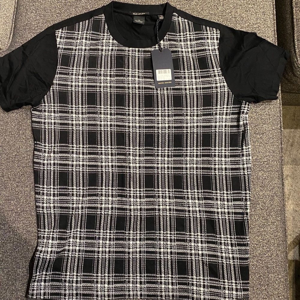 Scotch & Soda black plaid t-shirt XL NWT